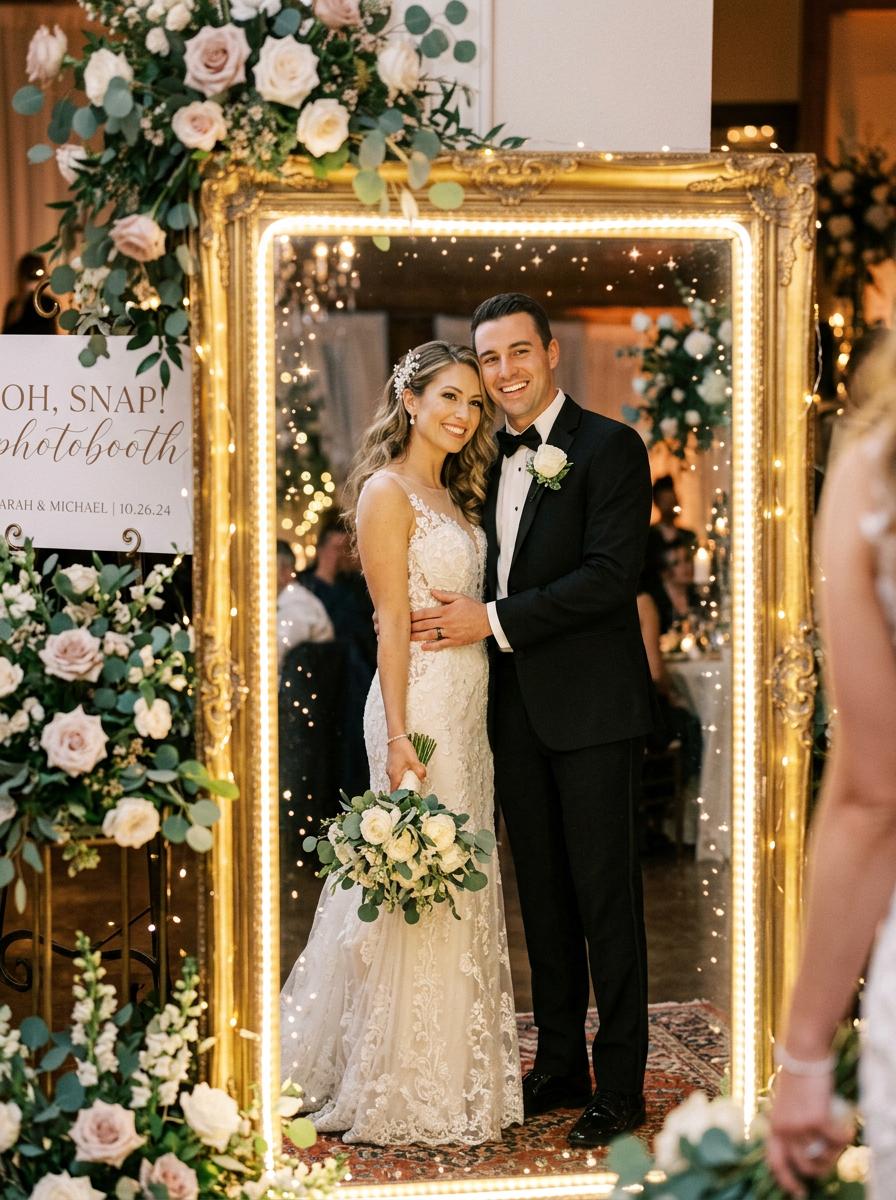 Couple devant le miroir photobooth